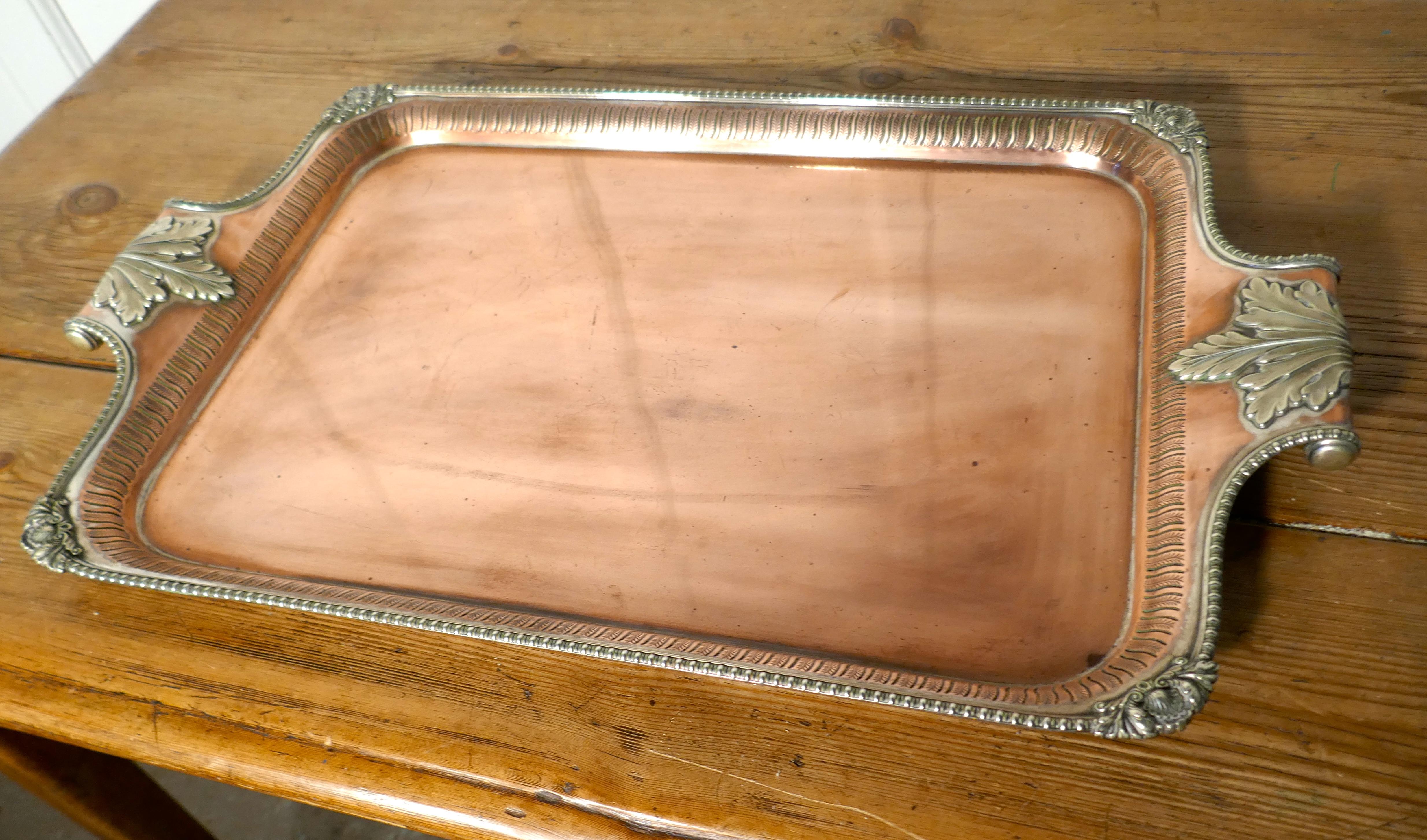 Large 19th Century Silver Plated Tray with Pierced Gallery 1