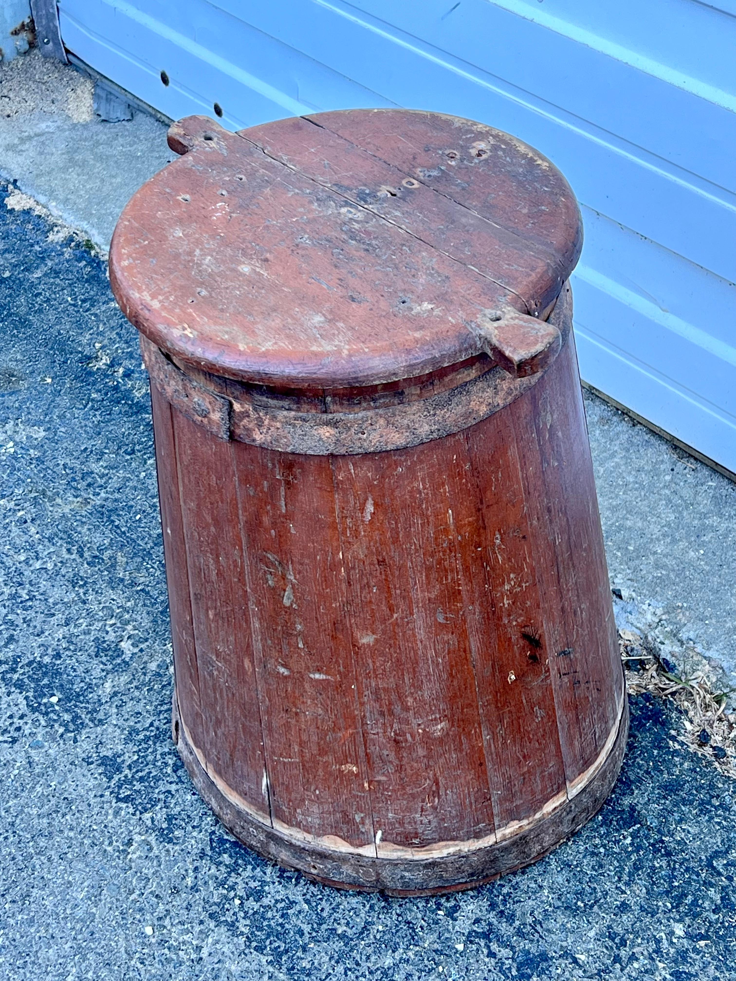 Hand-Crafted Large 19th Century Slatted Bucket