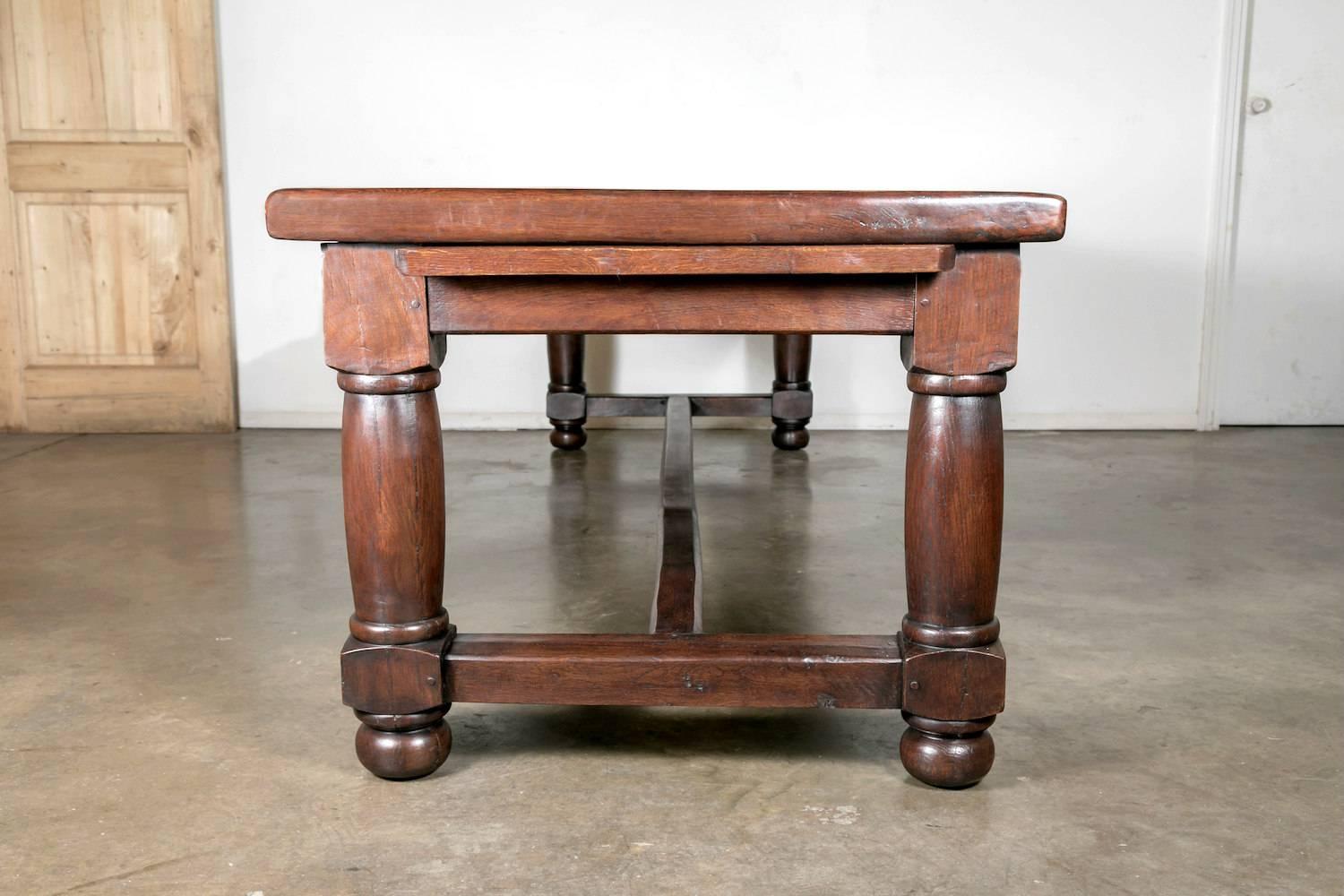 Large 19th Century Solid Chestnut Louis Philippe Farm House Dining Table 11