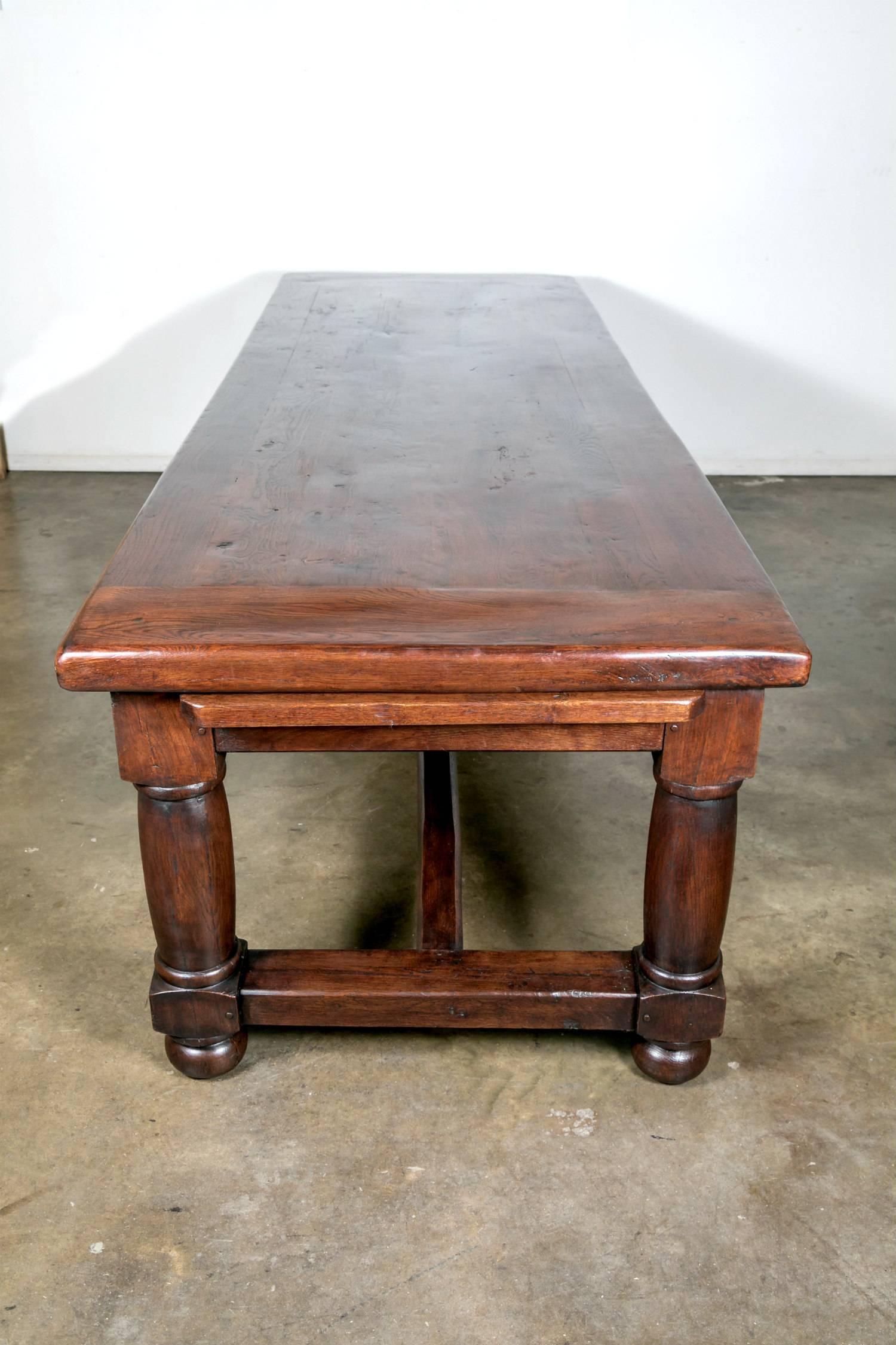 Large 19th Century Solid Chestnut Louis Philippe Farm House Dining Table 12