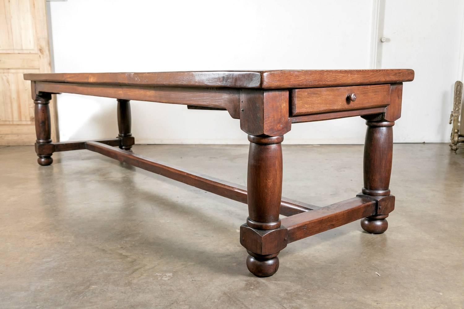 French Large 19th Century Solid Chestnut Louis Philippe Farm House Dining Table