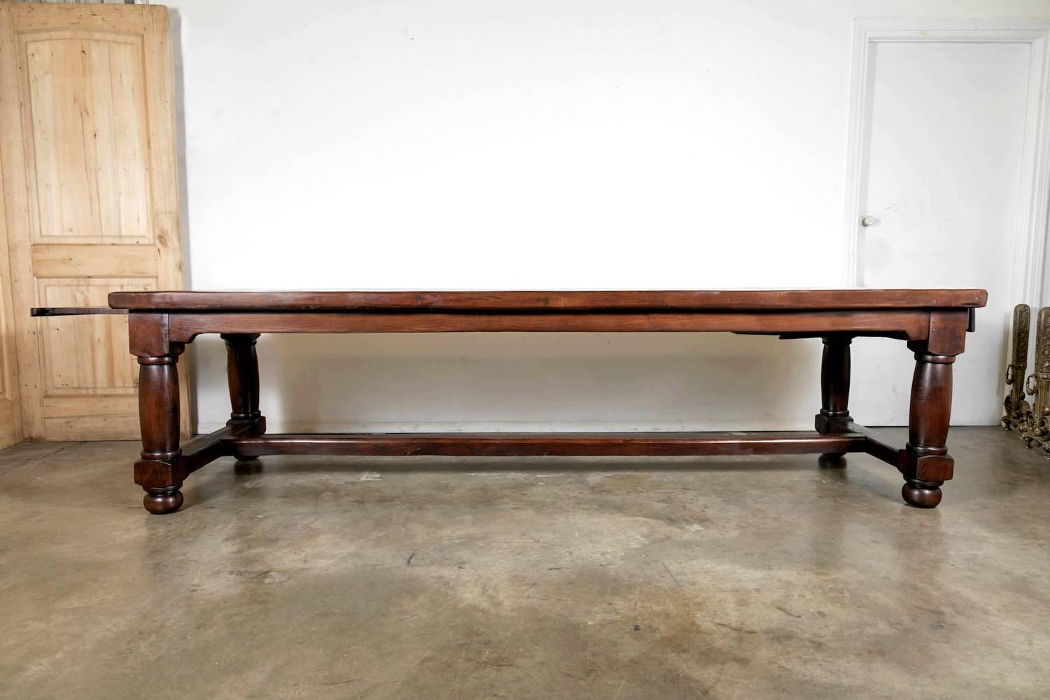 Large 19th Century Solid Chestnut Louis Philippe Farm House Dining Table 1