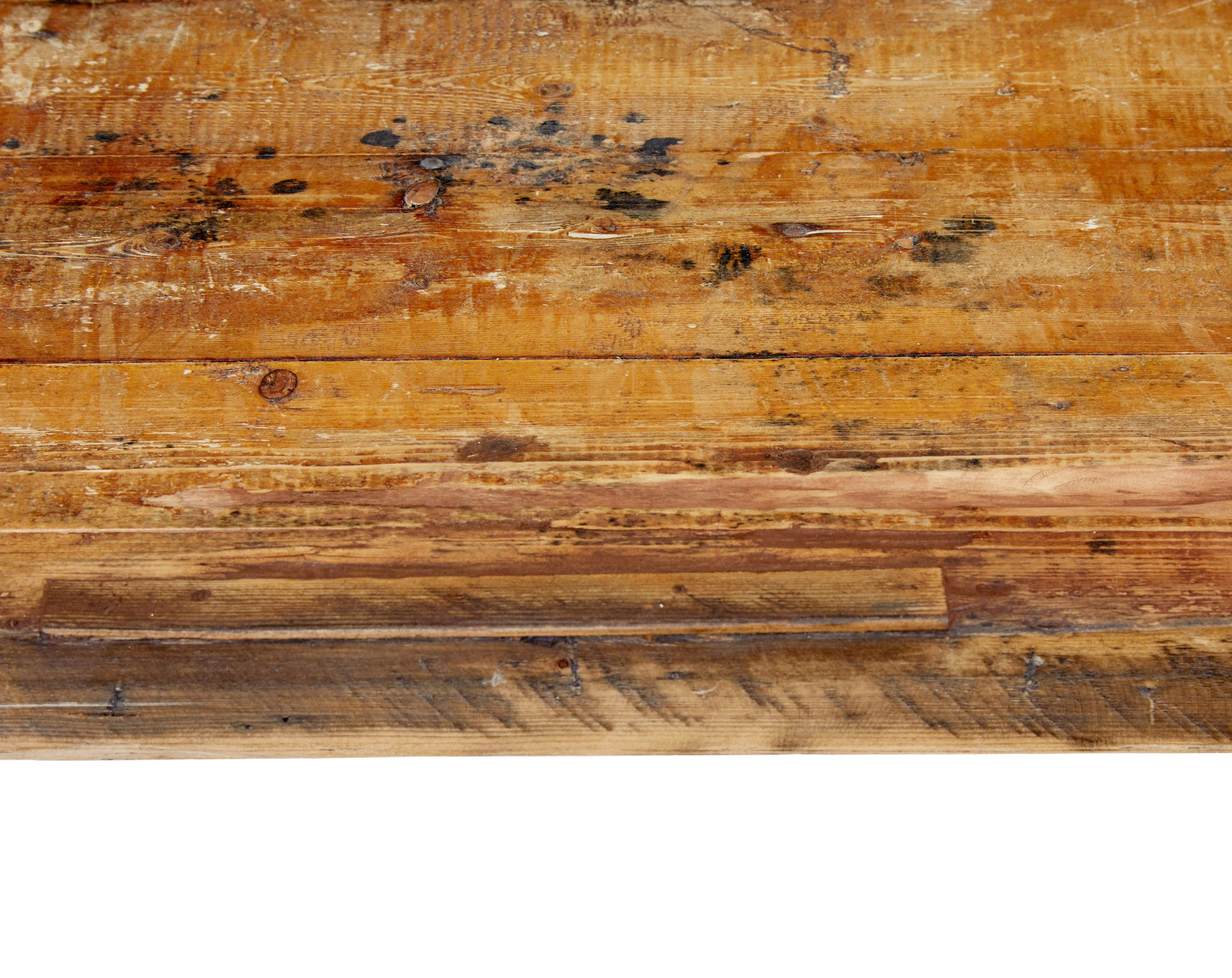 Large 19th century solid pine Scandinavian work table For Sale 3