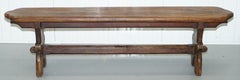 Large 19th Century Solid Pitch Pine Bench for Dining Table Pew Pugin Original