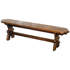 Large 19th Century Solid Pitch Pine Bench for Dining Table Pew Pugin Original