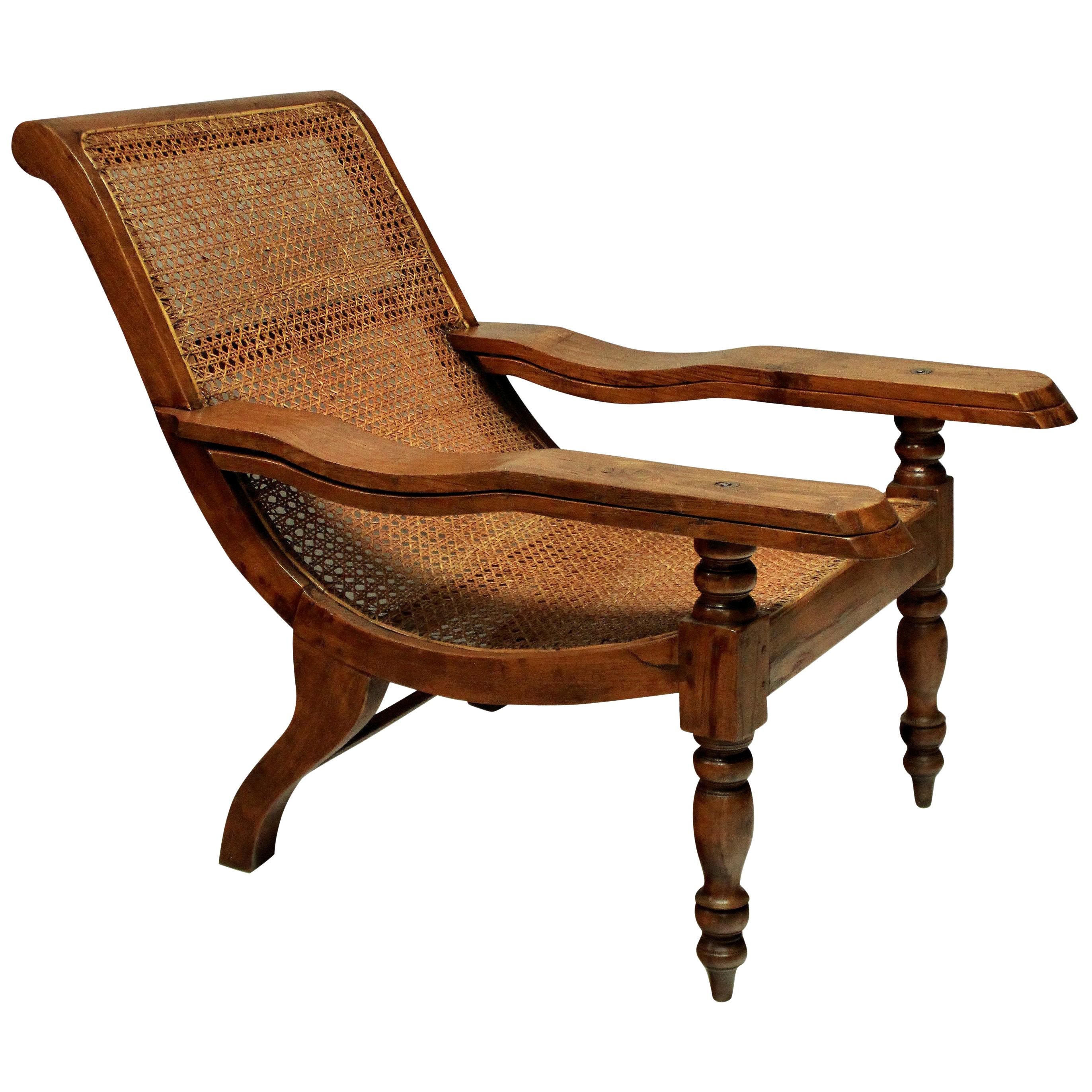 Large 19th Century Solid Teak Colonial Plantation Chair