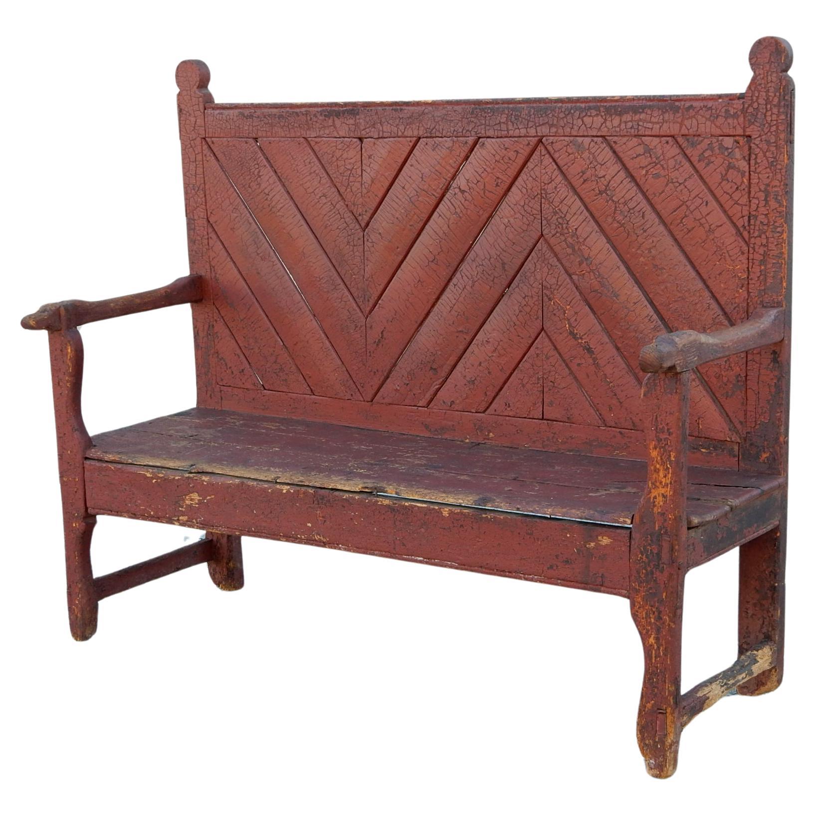 Wood Large 19th Century Spanish Catalan Settee Bench For Sale