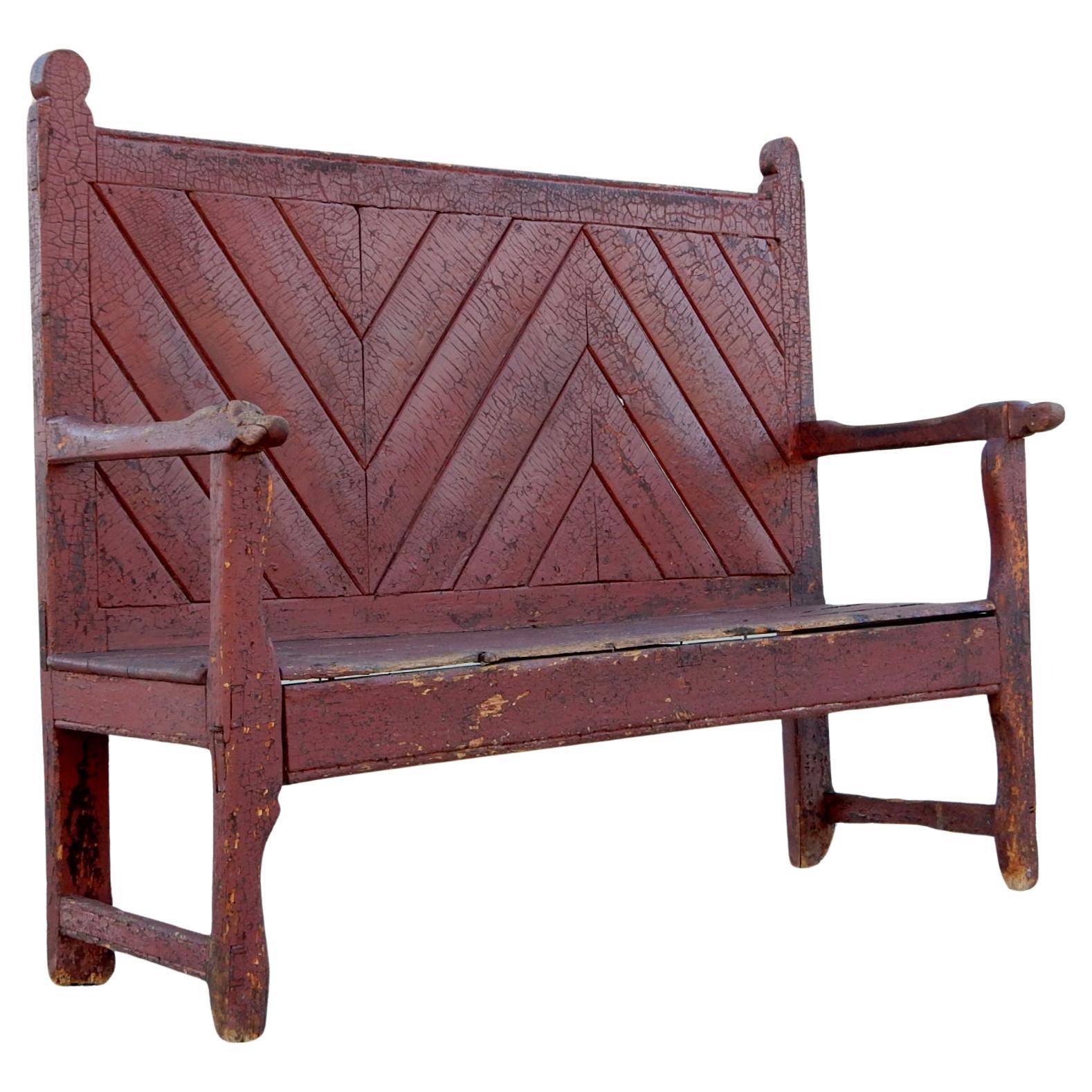 Large 19th Century Spanish Catalan Settee Bench For Sale