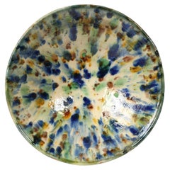 Large 19th Century Spanish Earthenware Splatter Nijar Bowl