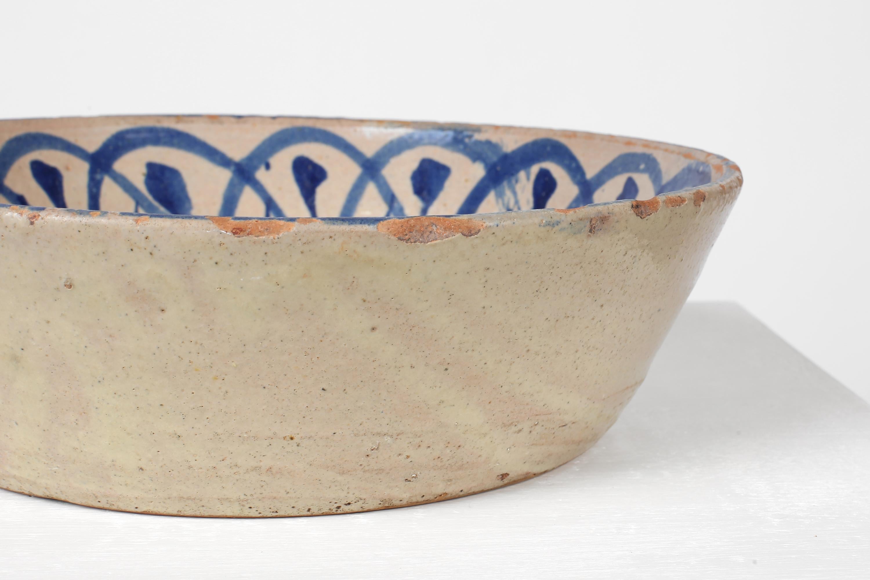Large 19th Century Spanish Fajalauza Earthenware Bowl #4 2