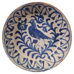 Large 19th Century Spanish Fajalauza Earthenware Bowl #4