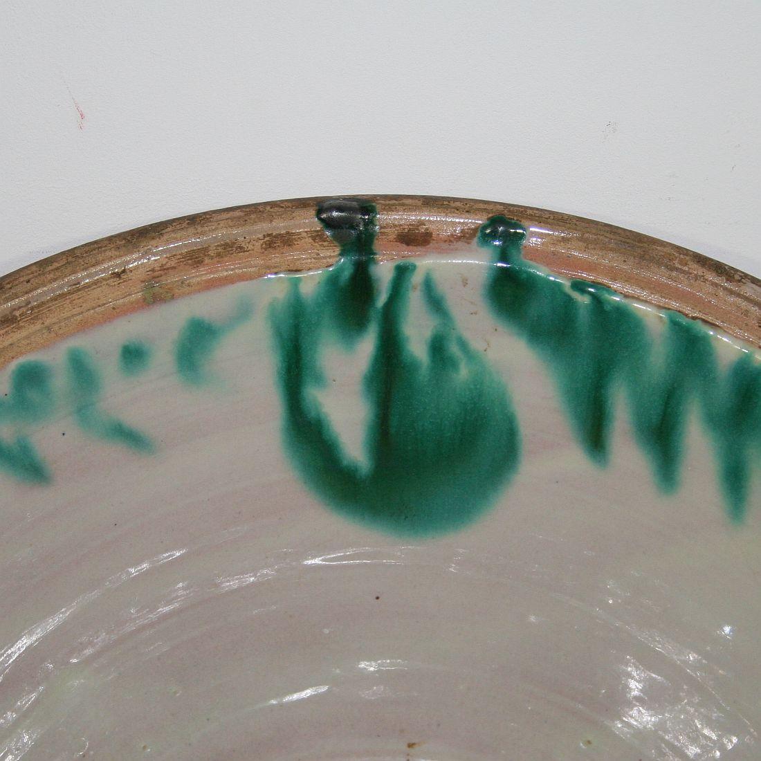 Large 19th Century, Spanish Glazed Earthenware Dairy Bowl or Tian 3