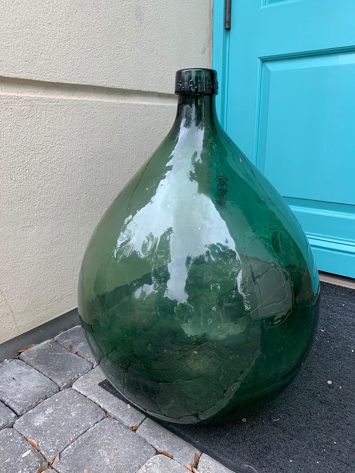 large green glass jars