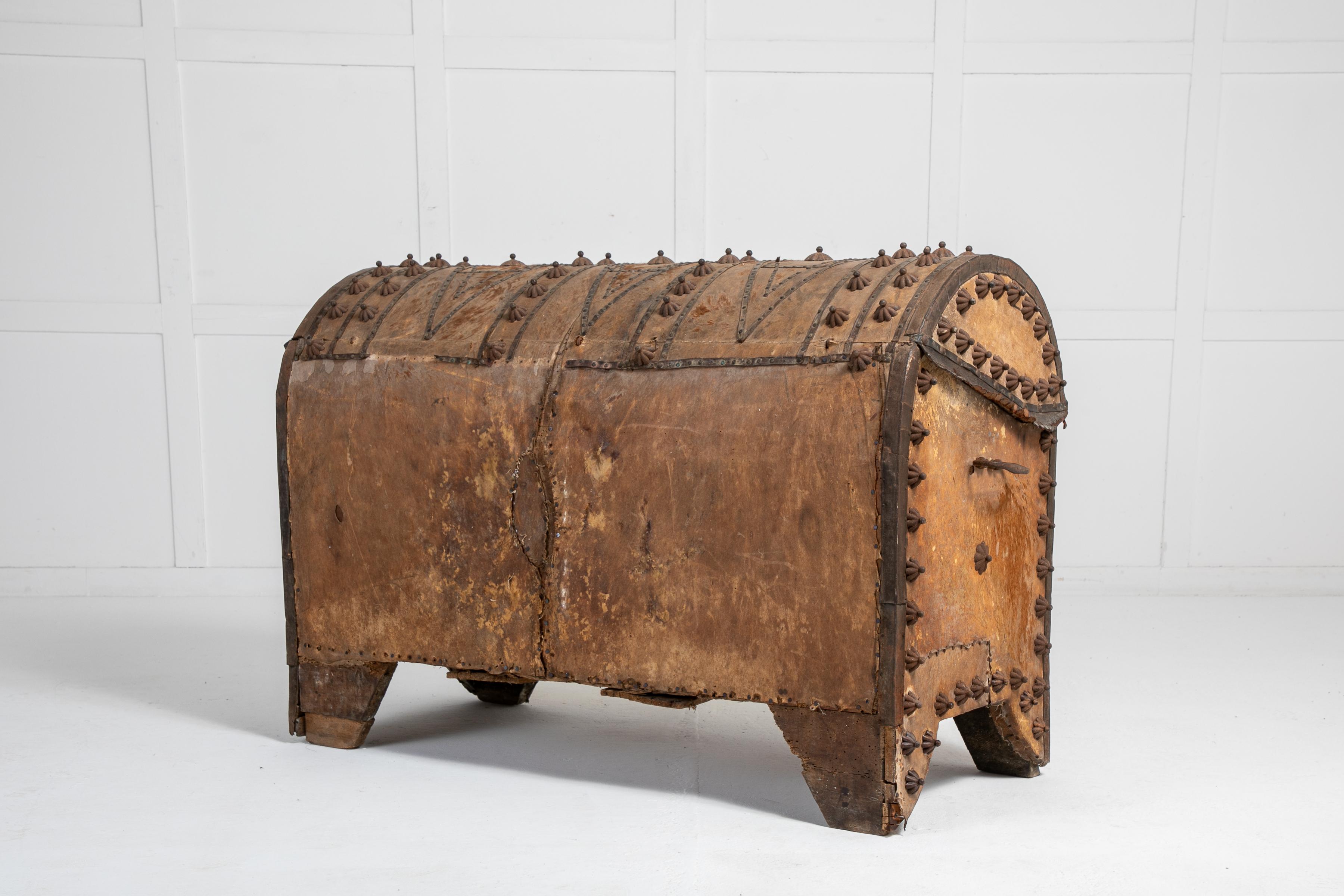 European Large 19th Century Spanish Leather Trunk For Sale
