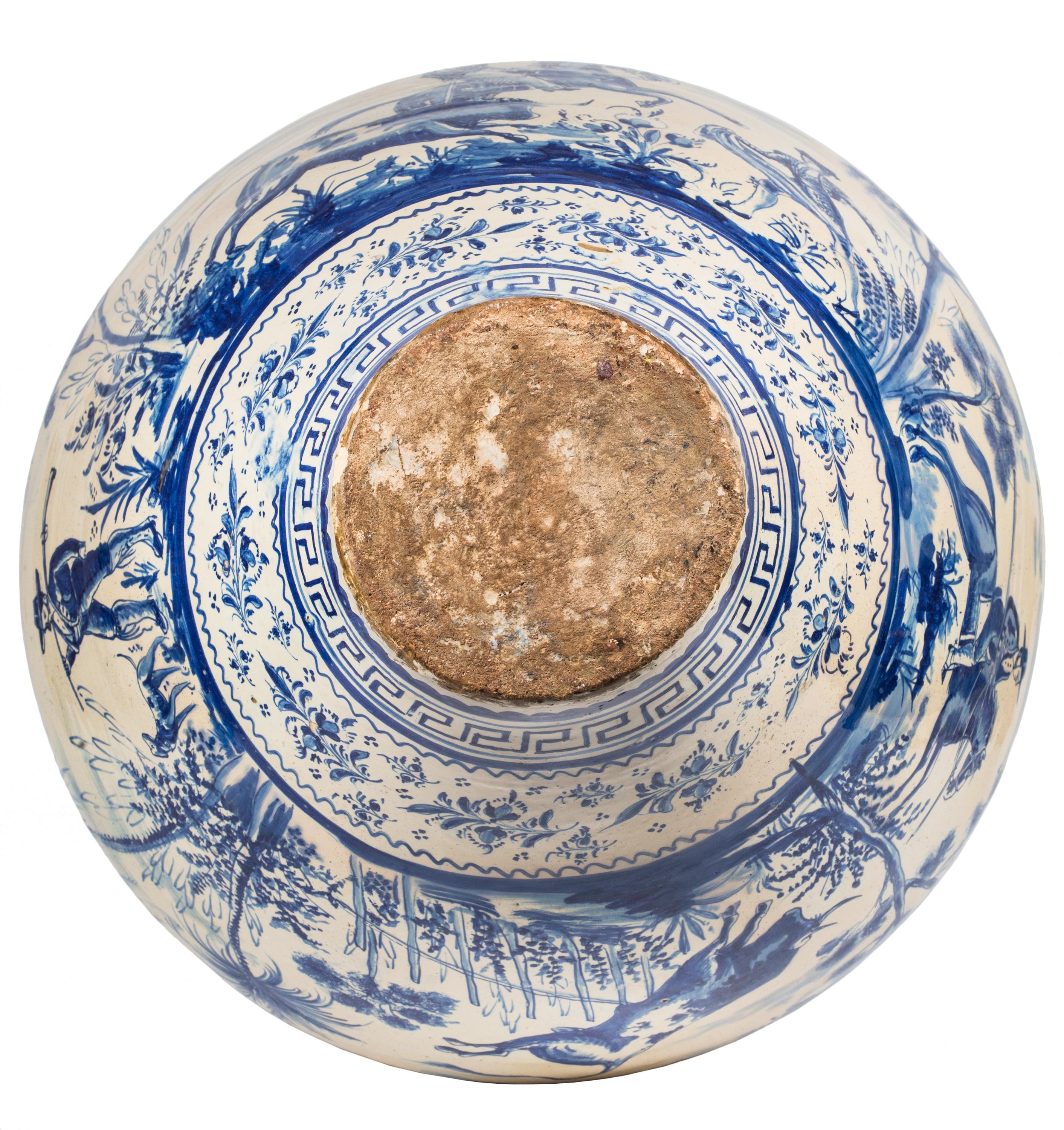 Large 19th Century Spanish Triana 'Orza' Ceramic Jar with Cover 2