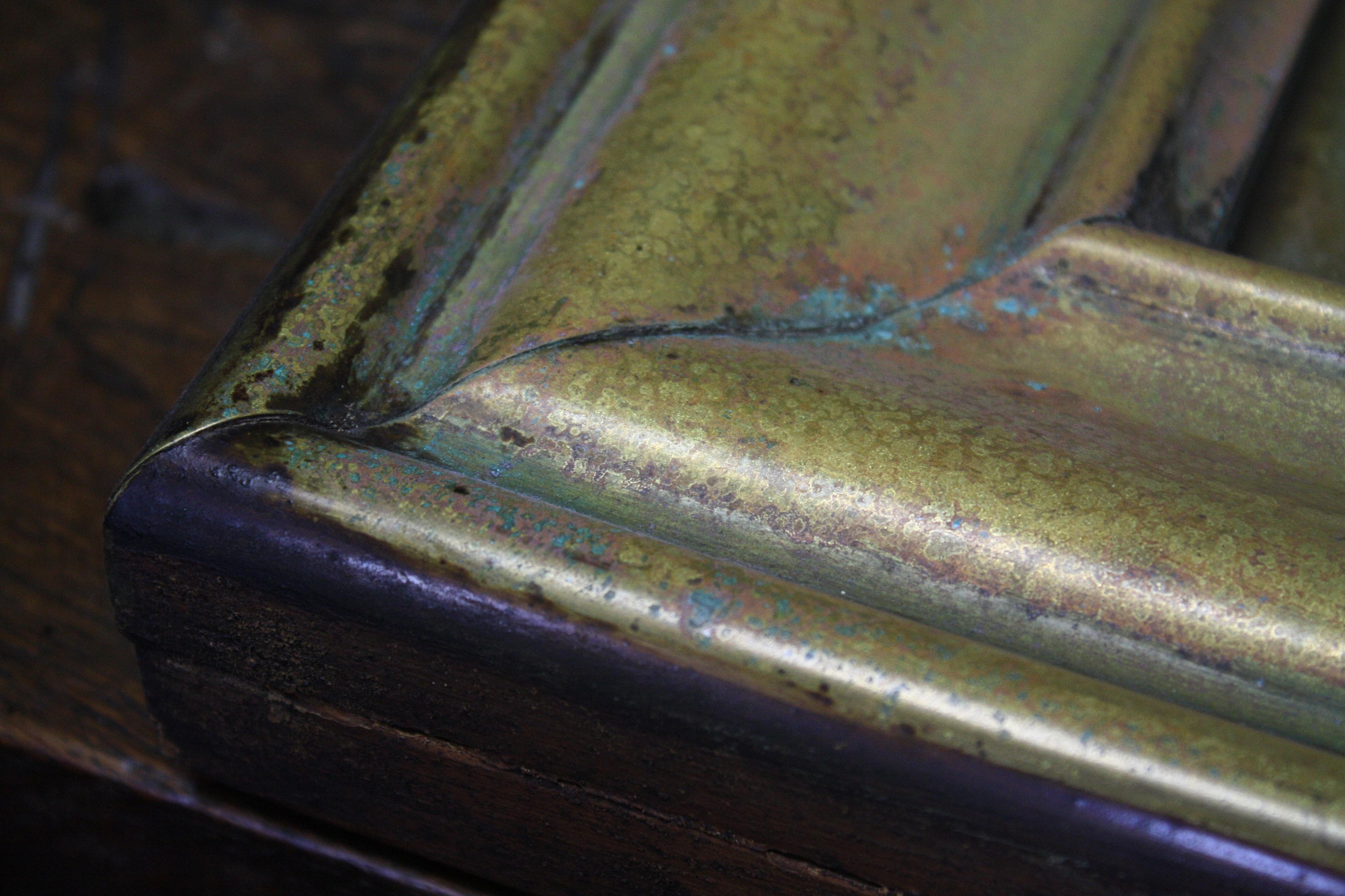 Large 19th Century Sparkling Oxidized Mercury Mirror Brass French Bistro 3