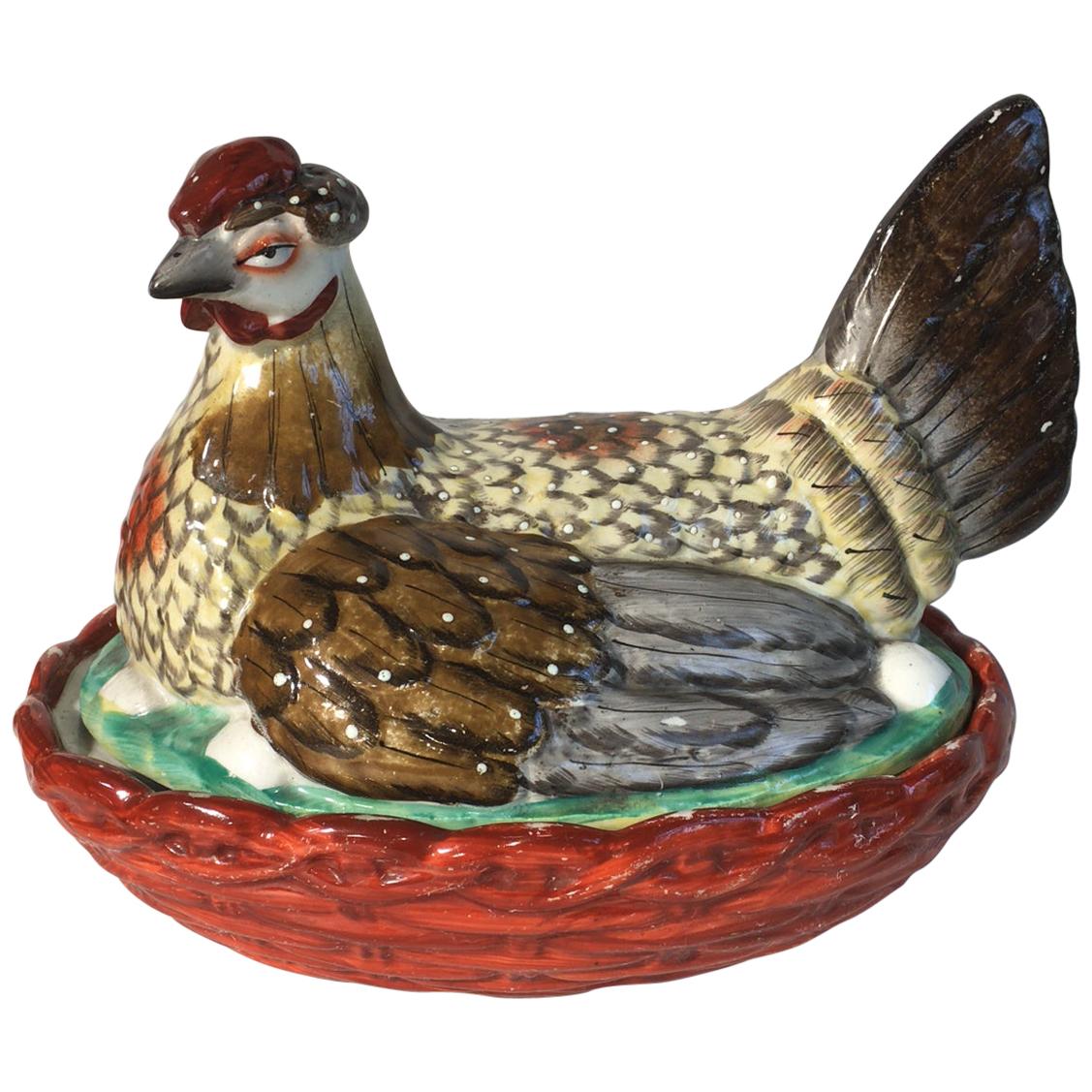 Large 19th Century Staffordshire Hen on Nest Tureen