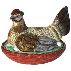 Antique Large 19th Century Staffordshire Hen on Nest Tureen