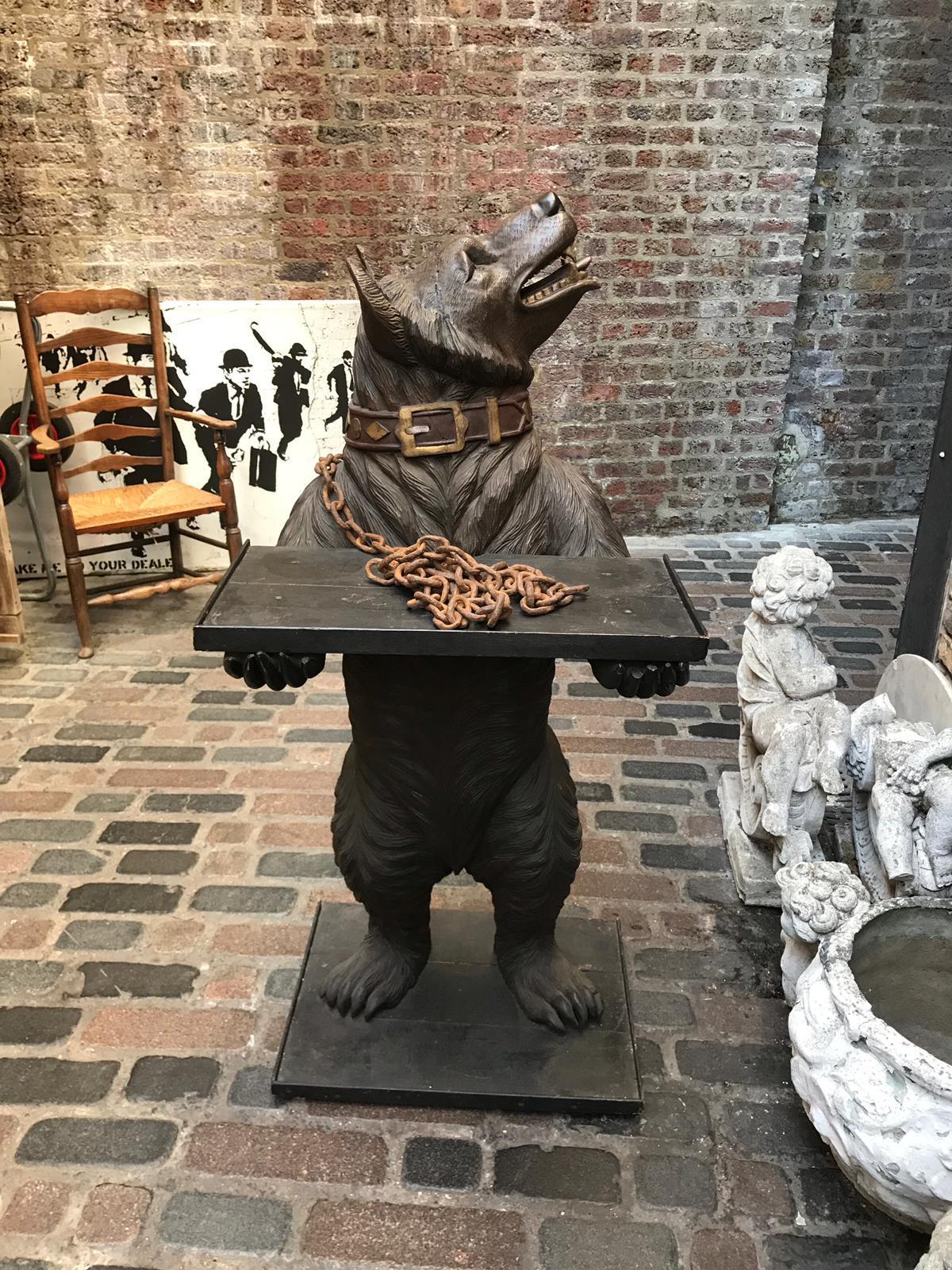 Large 19th Century Statue of a Black Forest Wooden Bear 6