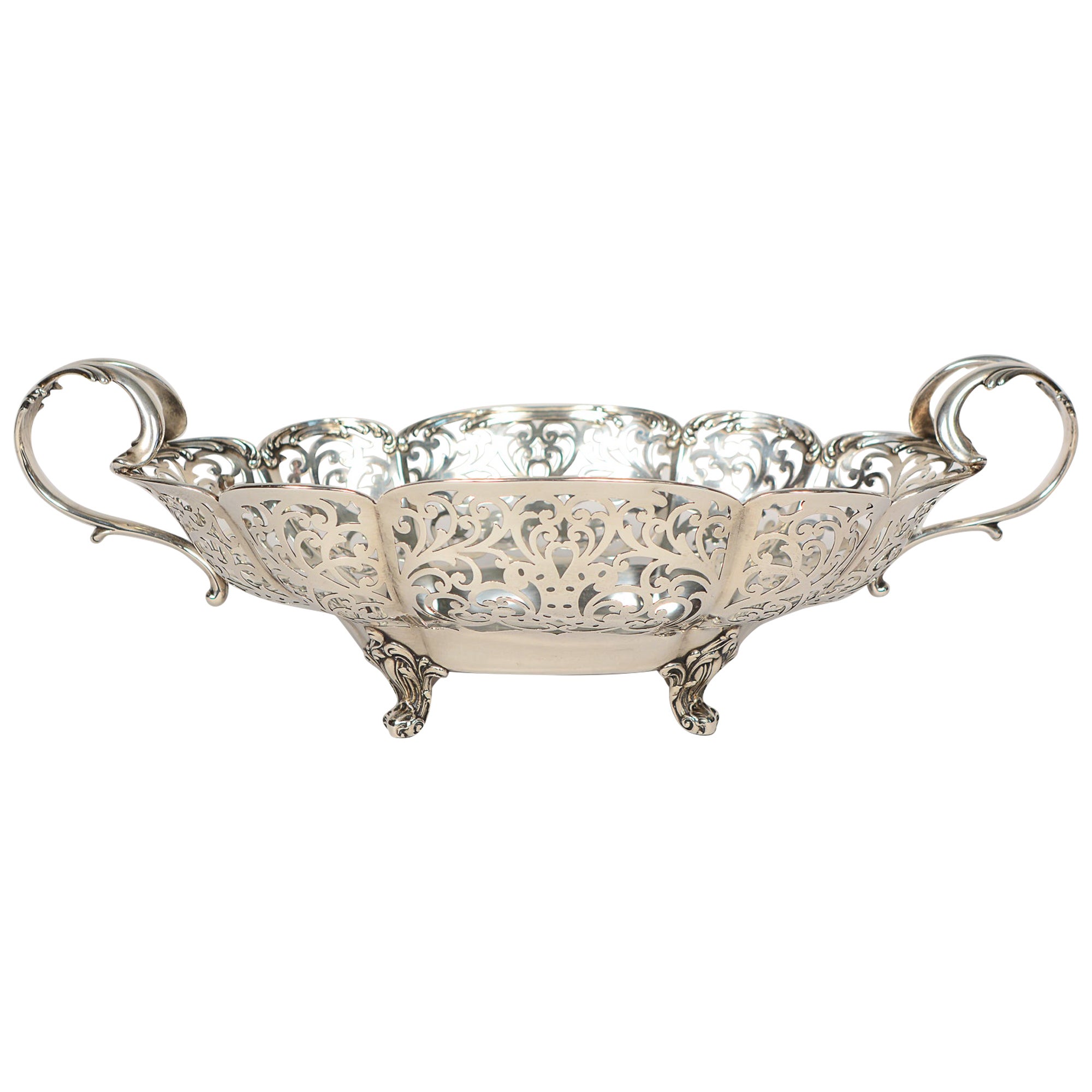 Grande cesto in argento del XIX secolo di Howard Sterling Company