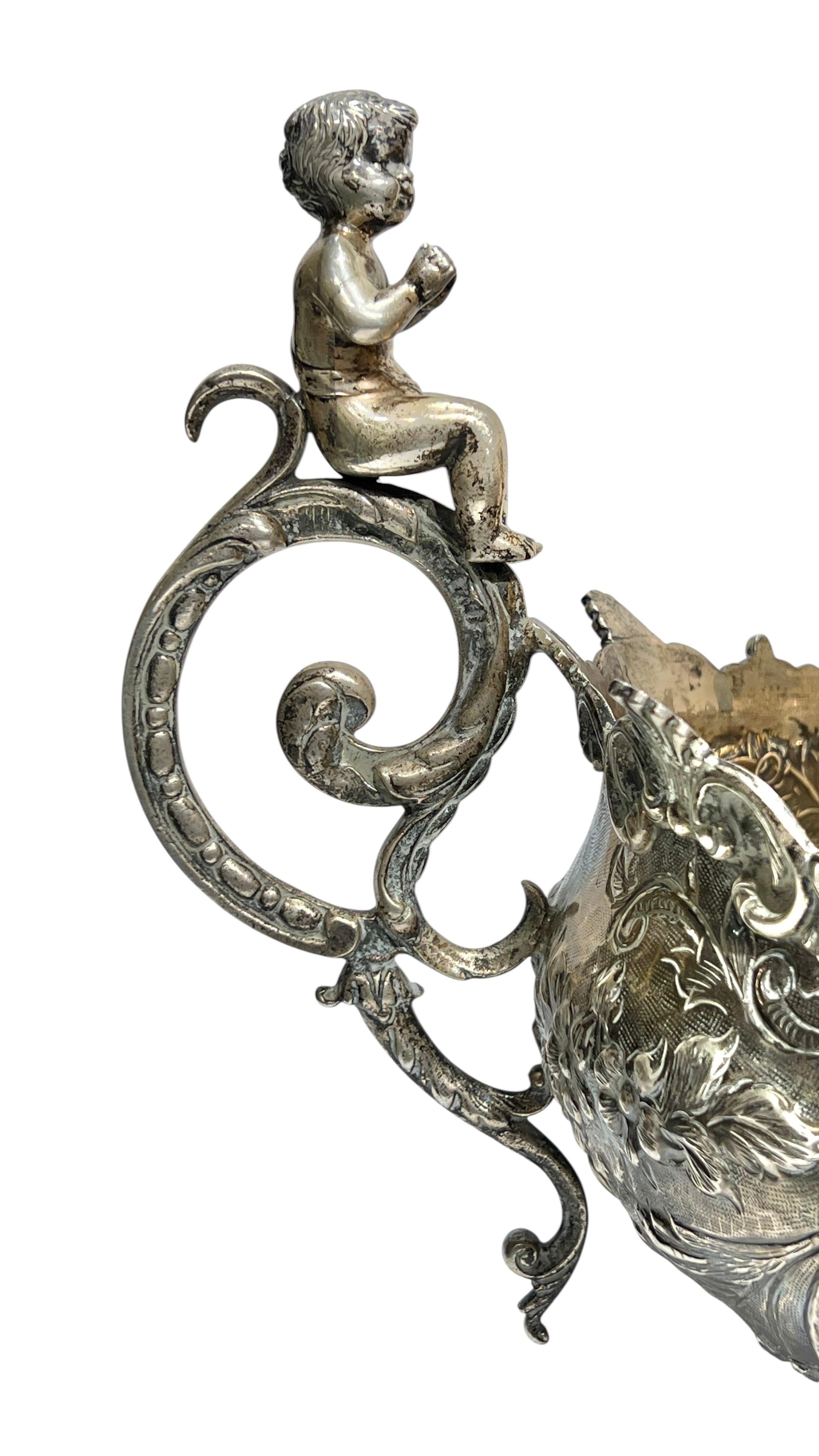 Repoussé Large 19th Century Sterling Silver Neoclassical Centerpiece Bowl or Jardiniere For Sale