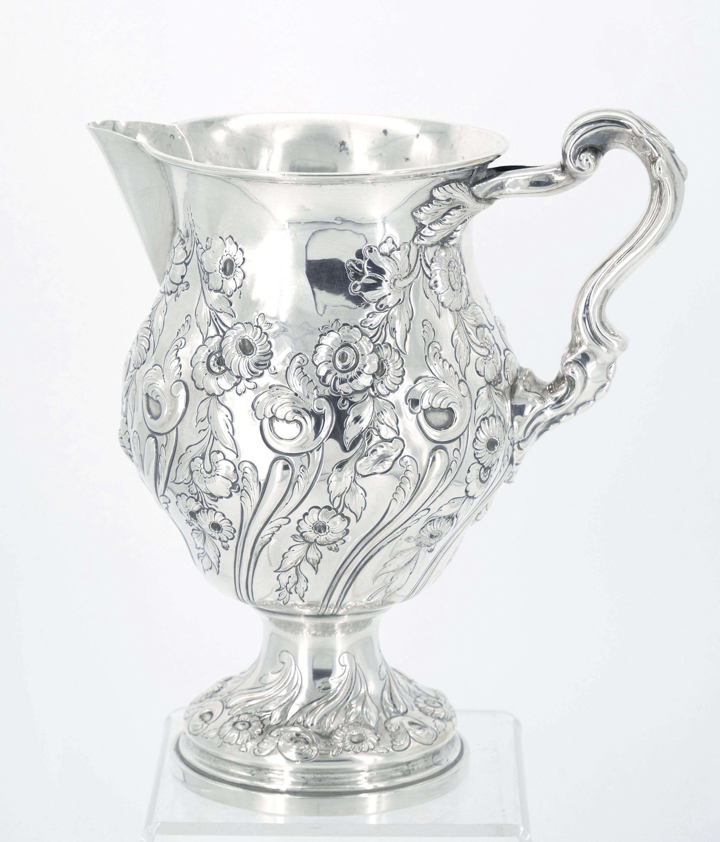 Large 19th Century Sterling Silver Serving Water Pitcher / Victorian Style For Sale 10