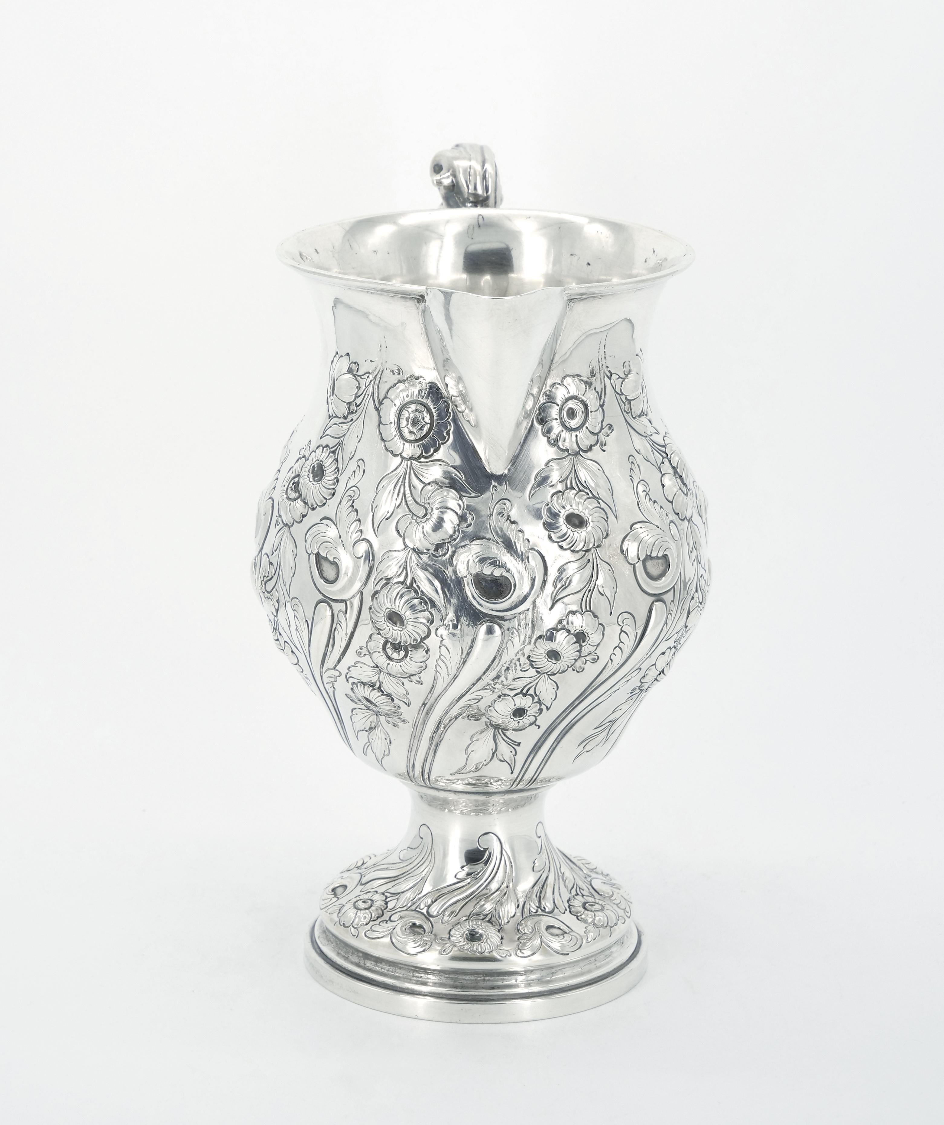 American Large 19th Century Sterling Silver Serving Water Pitcher / Victorian Style For Sale