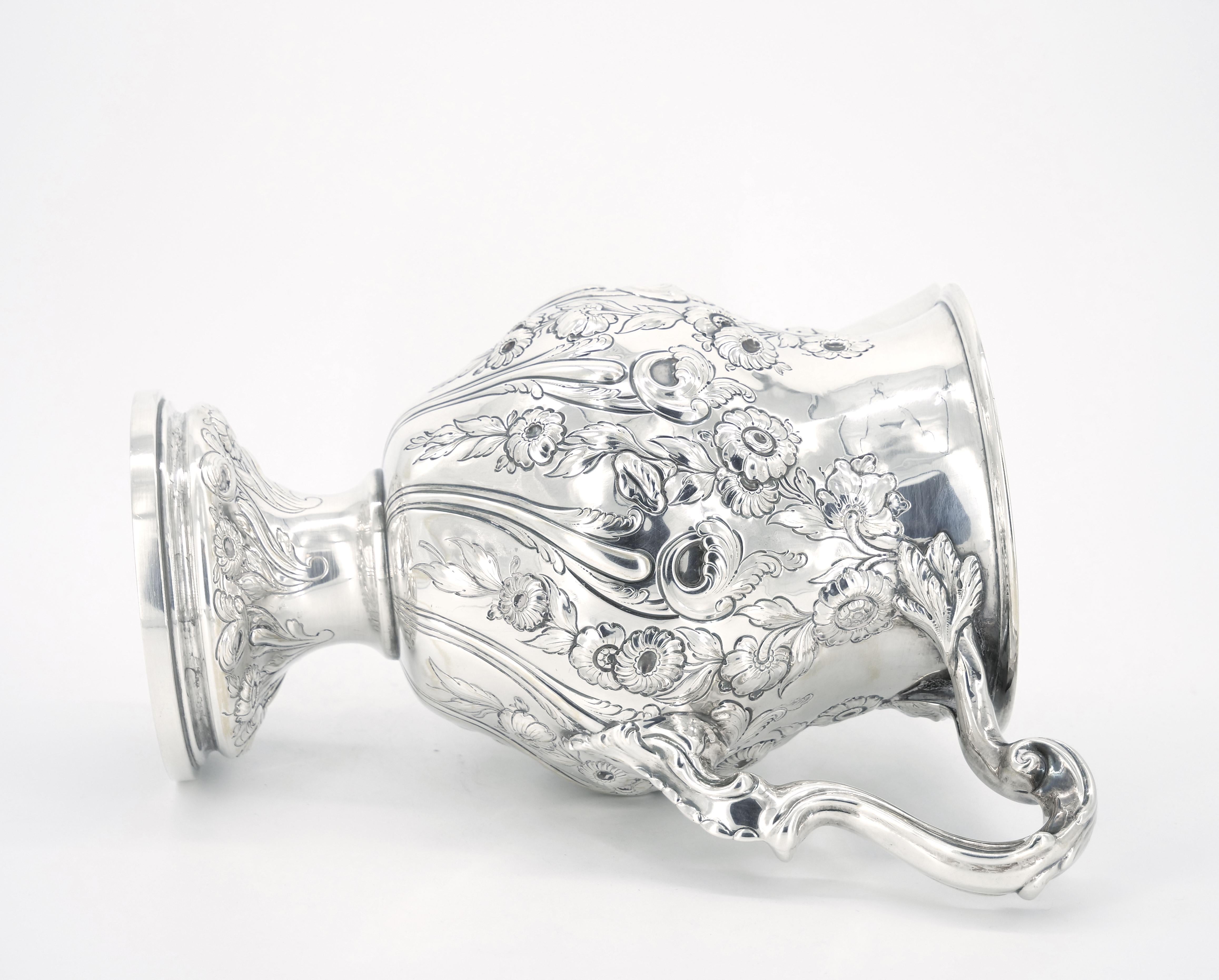 Large 19th Century Sterling Silver Serving Water Pitcher / Victorian Style In Good Condition For Sale In Tarry Town, NY