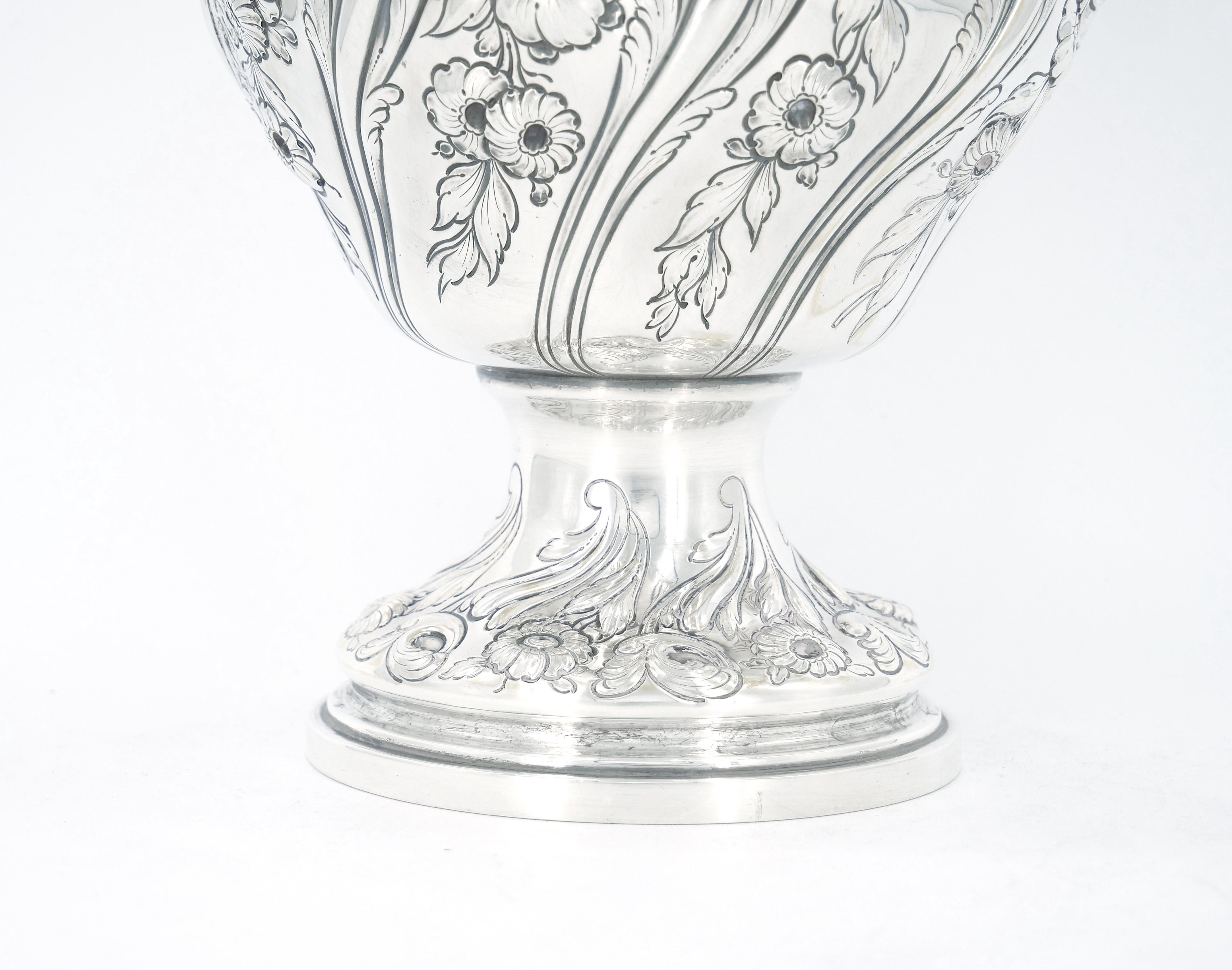 Late 19th Century Large 19th Century Sterling Silver Serving Water Pitcher / Victorian Style For Sale