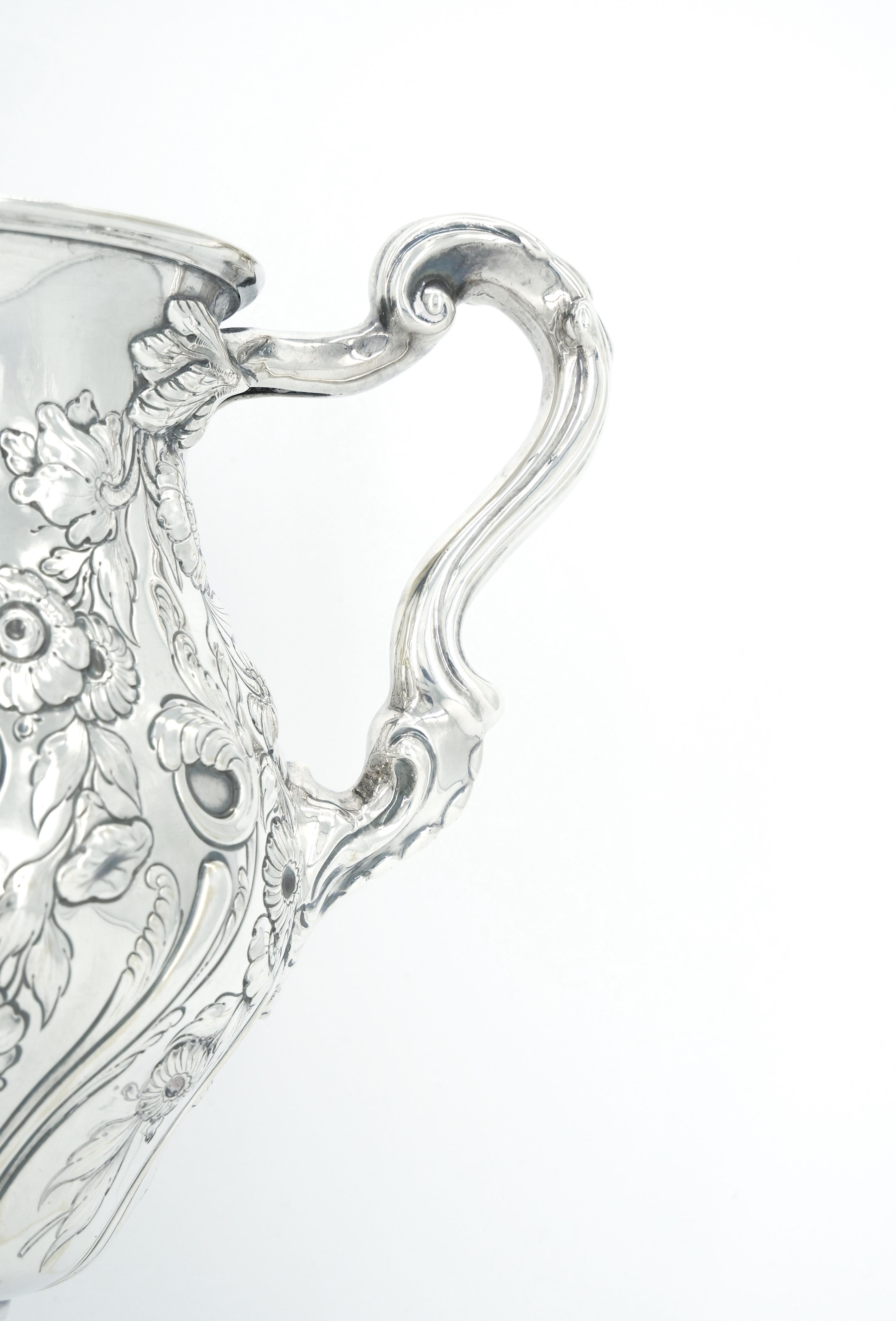 Large 19th Century Sterling Silver Serving Water Pitcher / Victorian Style For Sale 3