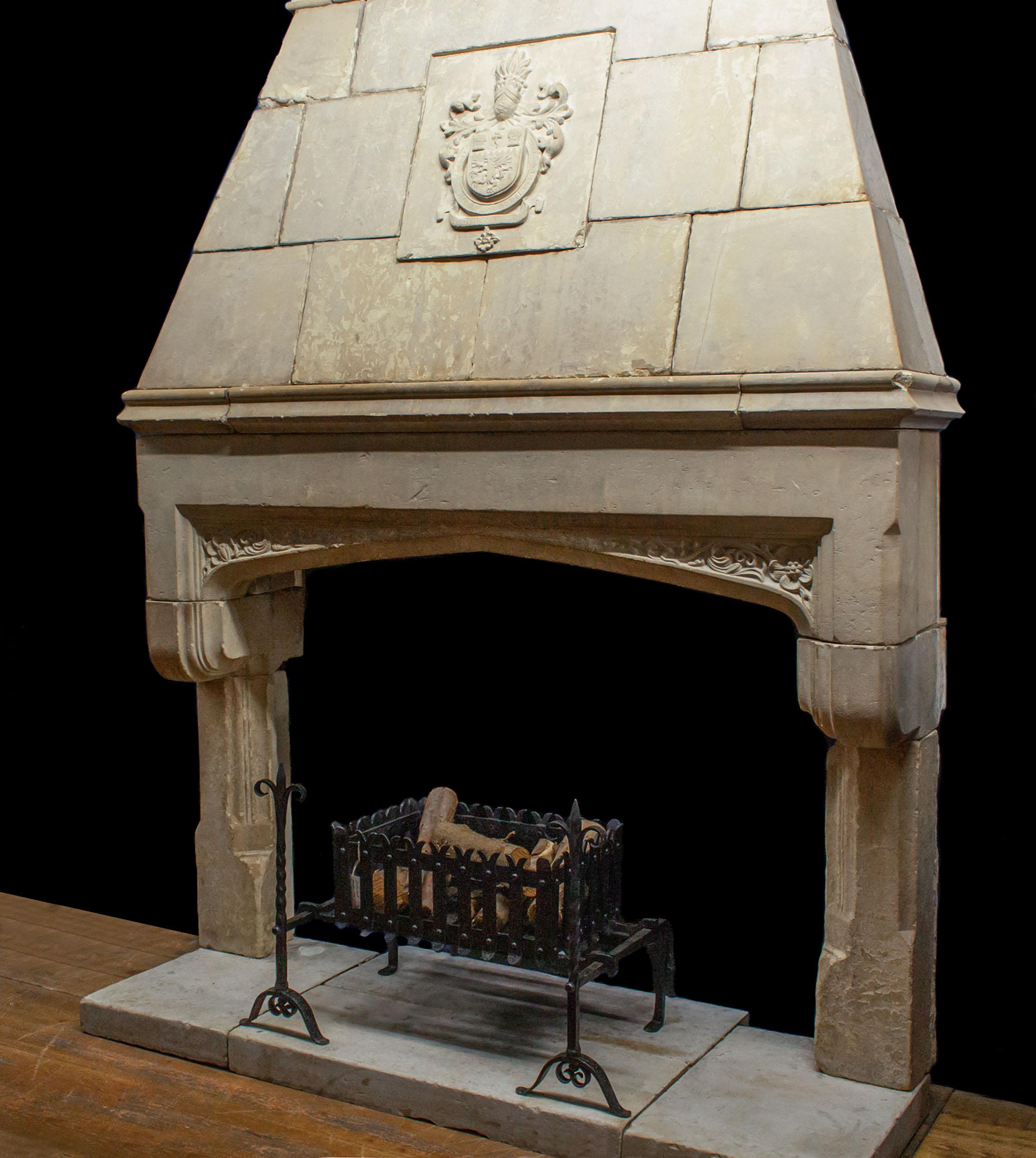 Victorian Large 19th Century Stone Trumeau Fireplace For Sale
