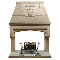 Antique Large 19th Century Stone Trumeau Fireplace
