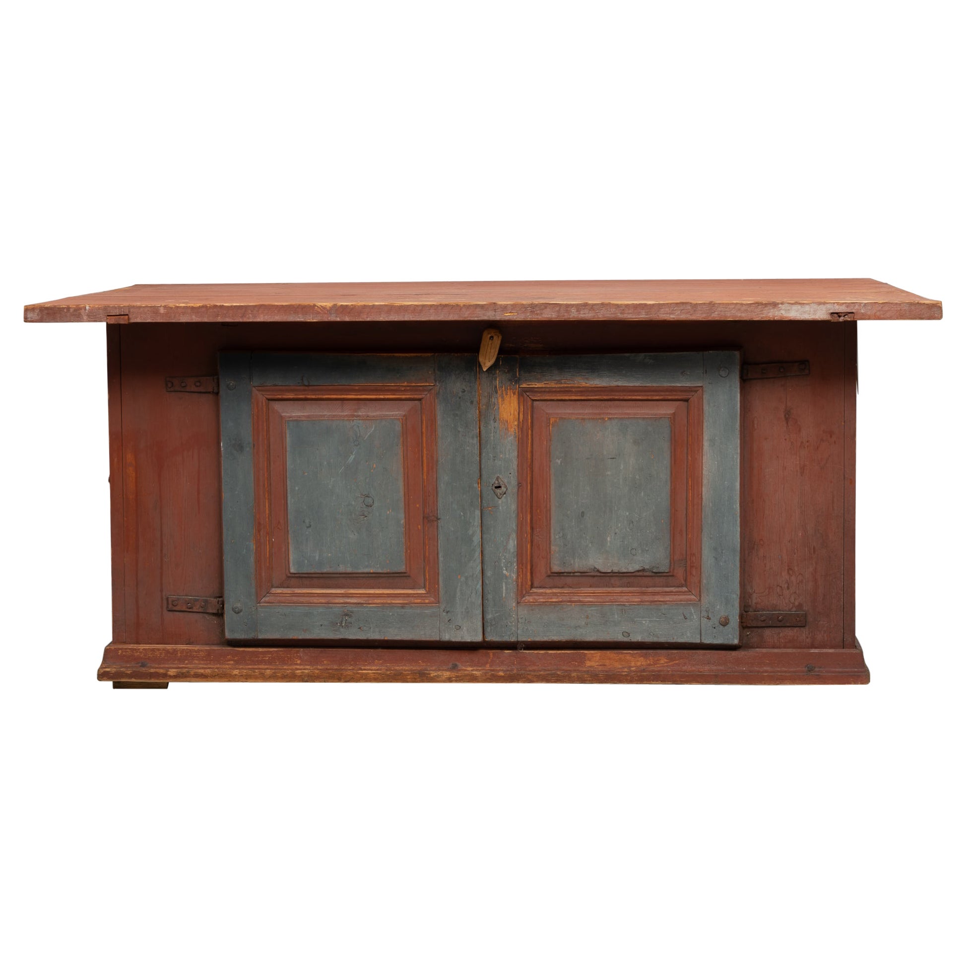 Large 19th Century Swedish Country Folk Art Side Table