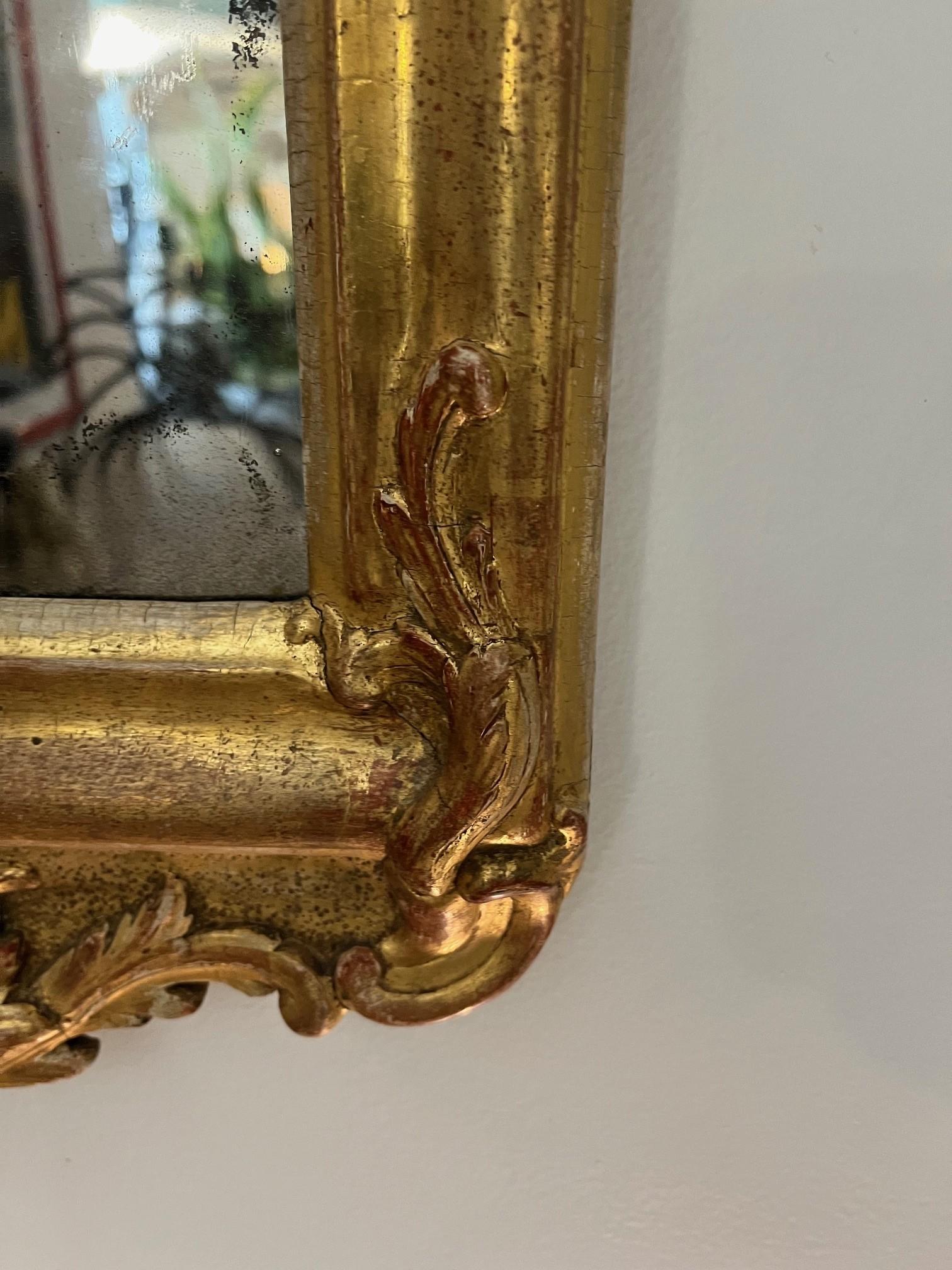 Large 19th Century Swedish Gilt Wall Mirror with Split For Sale 3