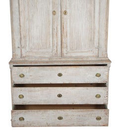 Large 19th Century Swedish Gustavian Two Part Cupboard