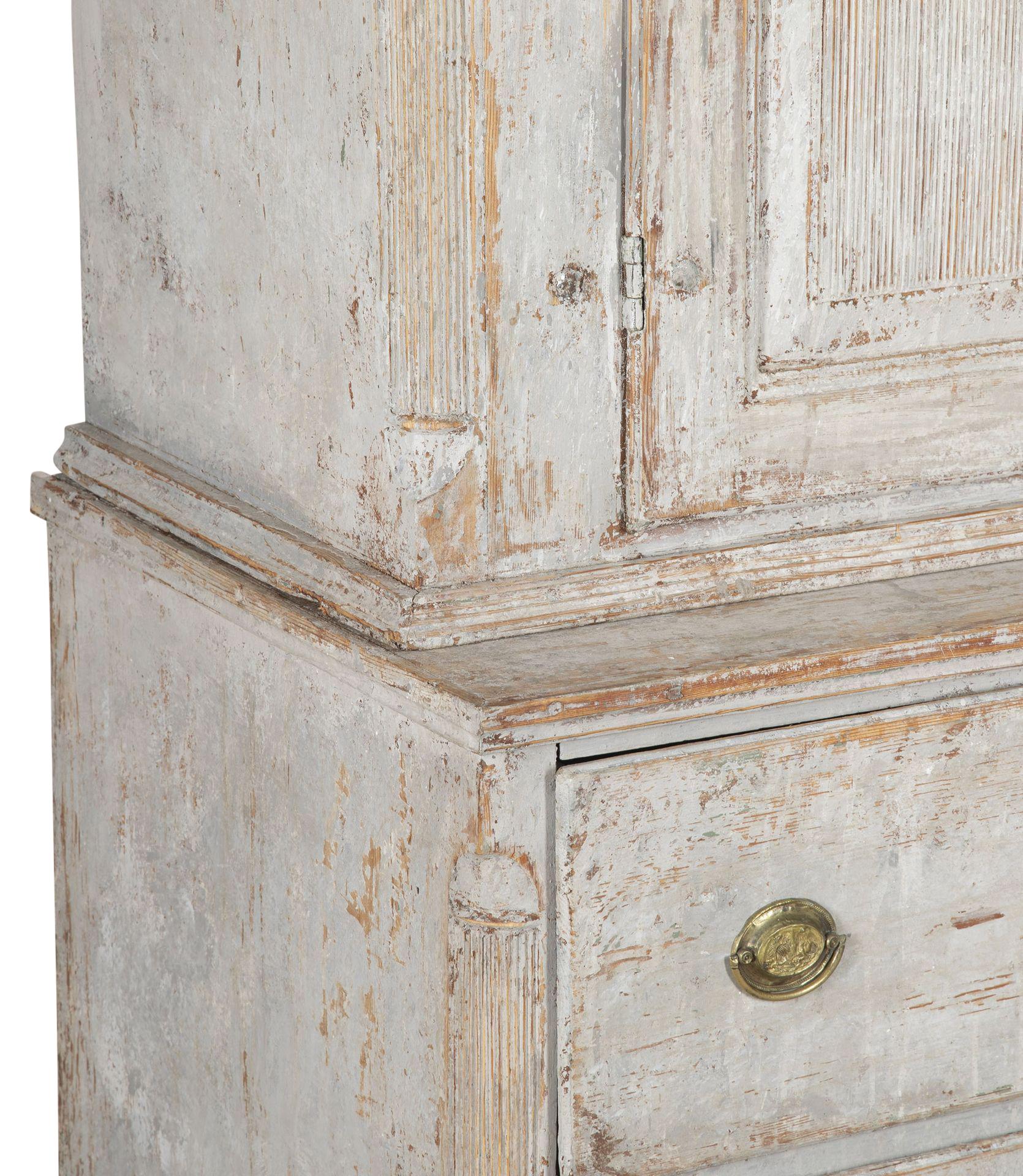 Wood Large 19th Century Swedish Gustavian Two Part Cupboard
