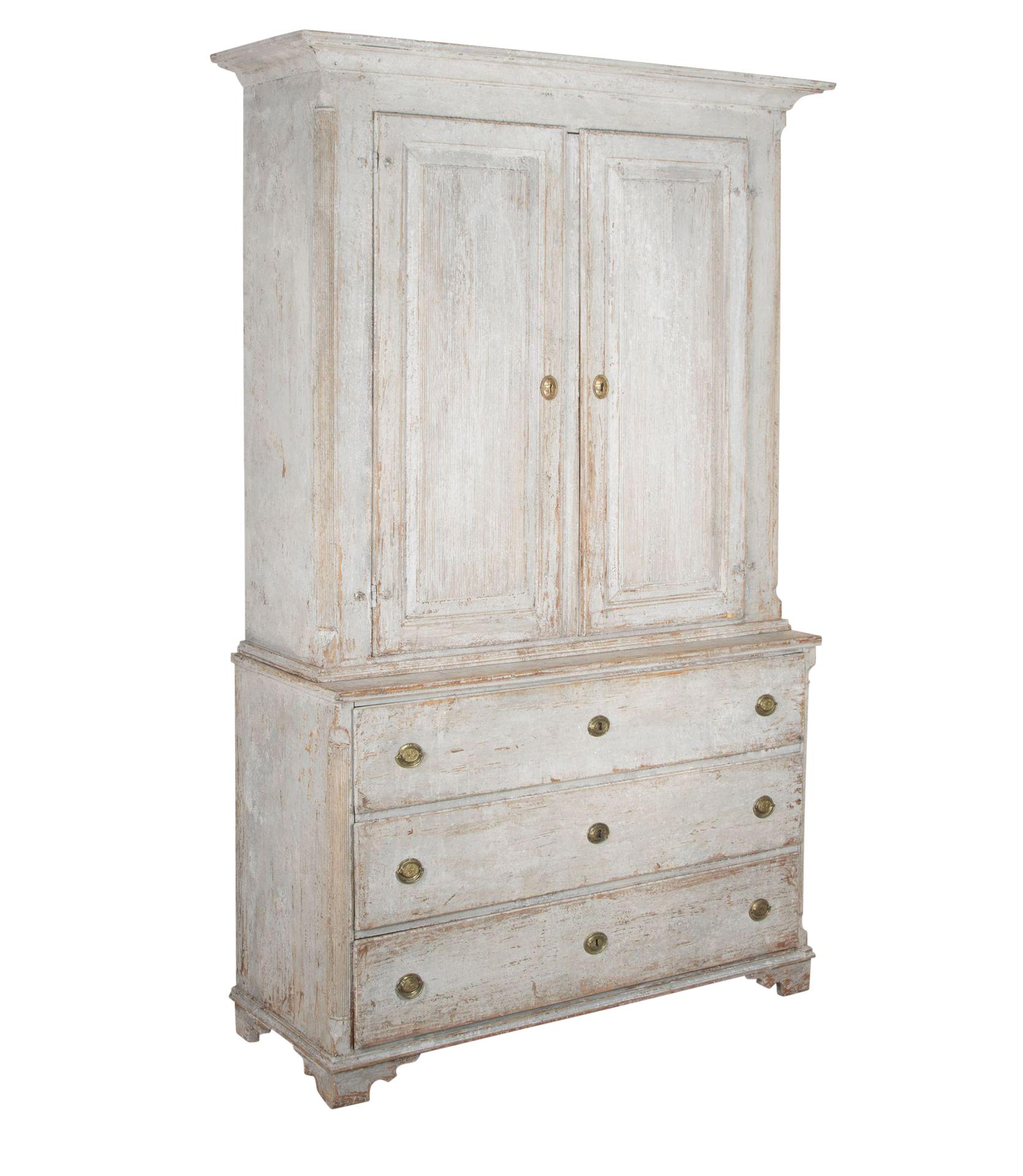 Large 19th Century Swedish Gustavian Two Part Cupboard 1