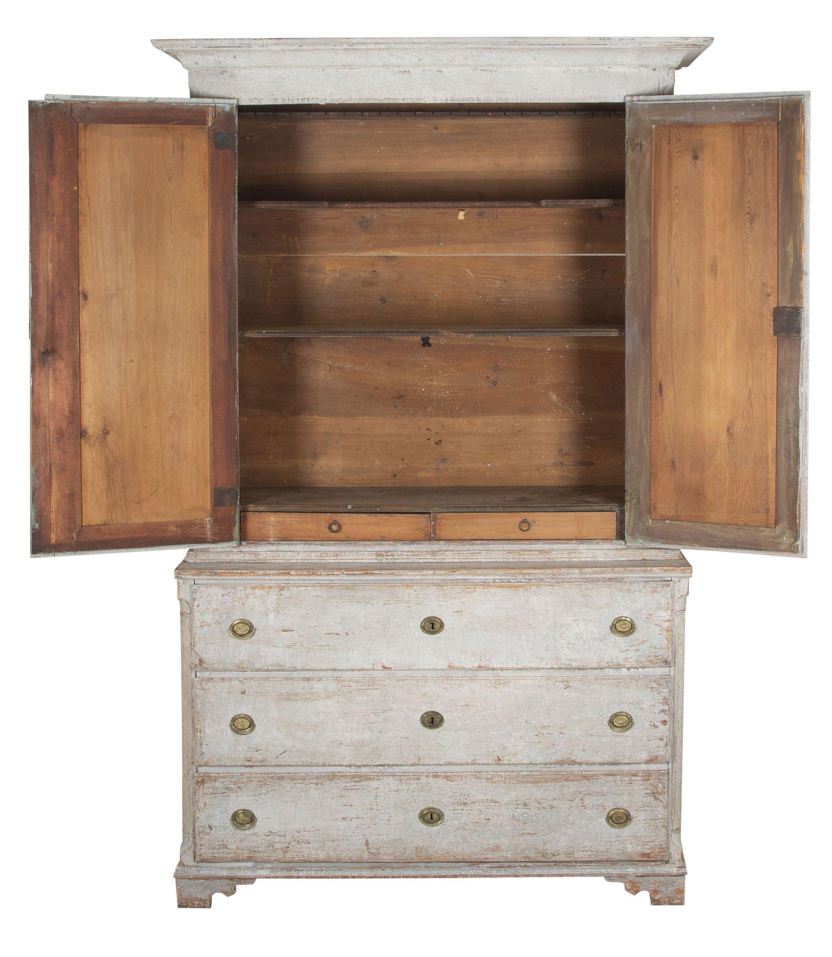 Large 19th Century Swedish Gustavian Two Part Cupboard 2