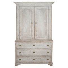 Large 19th Century Swedish Gustavian Two Part Cupboard