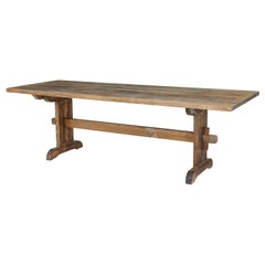 Large 19th Century Swedish Pine Trestle Dining Table