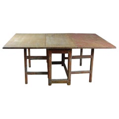 Large 19th Century Swedish Slagbord or Drop-Leaf Country Table