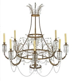 Large 19th Century Swedish Style Crystal Chandelier by Niermann Weeks