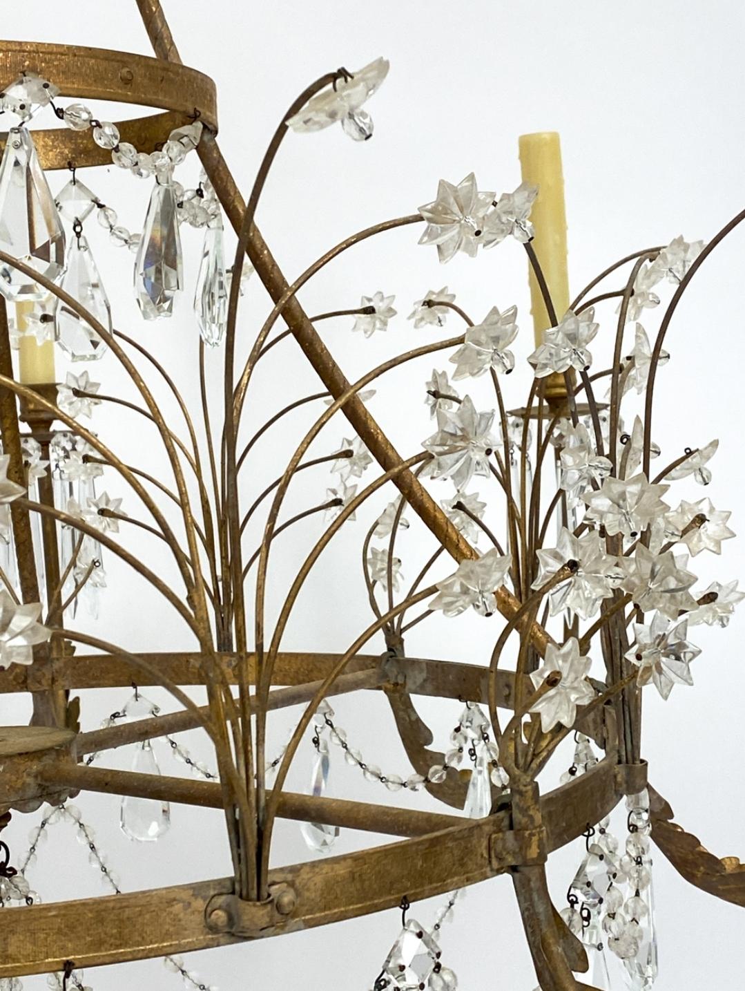Brass Large 19th Century Swedish Style Crystal Chandelier by Niermann Weeks