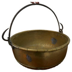 Used Large 19th Century Swing Handled Brass Pan