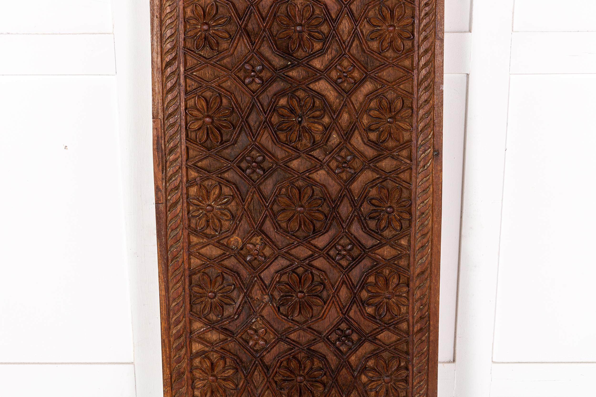 Large 19th Century Syrian Carved Hardwood Panel In Excellent Condition For Sale In Gloucestershire, GB