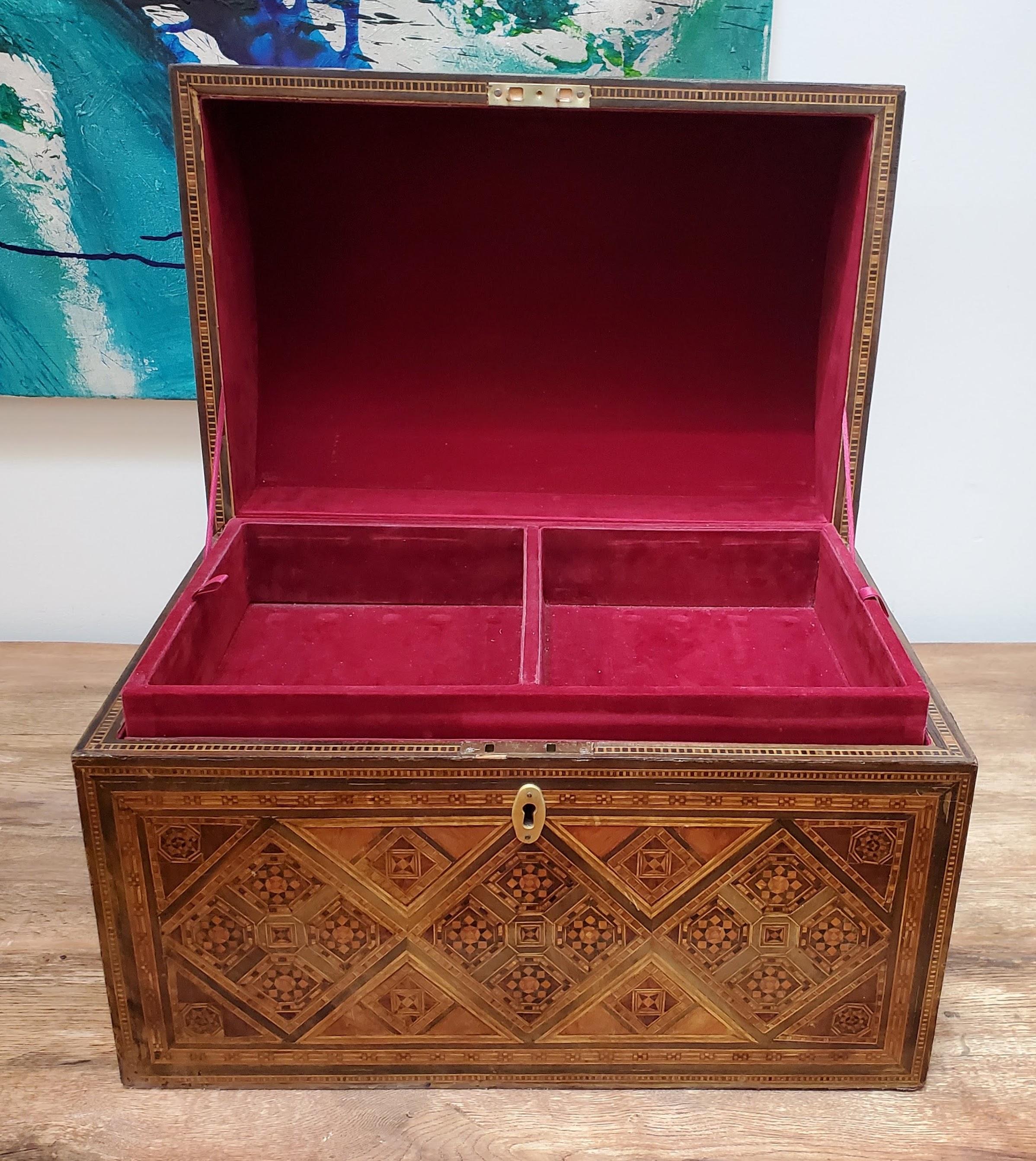 Large 19th Century Syrian Domed Box Inlaid with Exotic Woods & Mother of Pearl 8