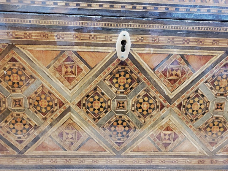 Large 19th Century Syrian Domed Box Inlaid with Exotic Woods and Mother ...
