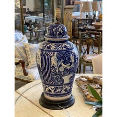 Large 19th Century Talavera Poblana Covered Jar Mounted As A Lamp