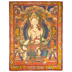 Large 19th Century Tibetan Thangka of White Tara