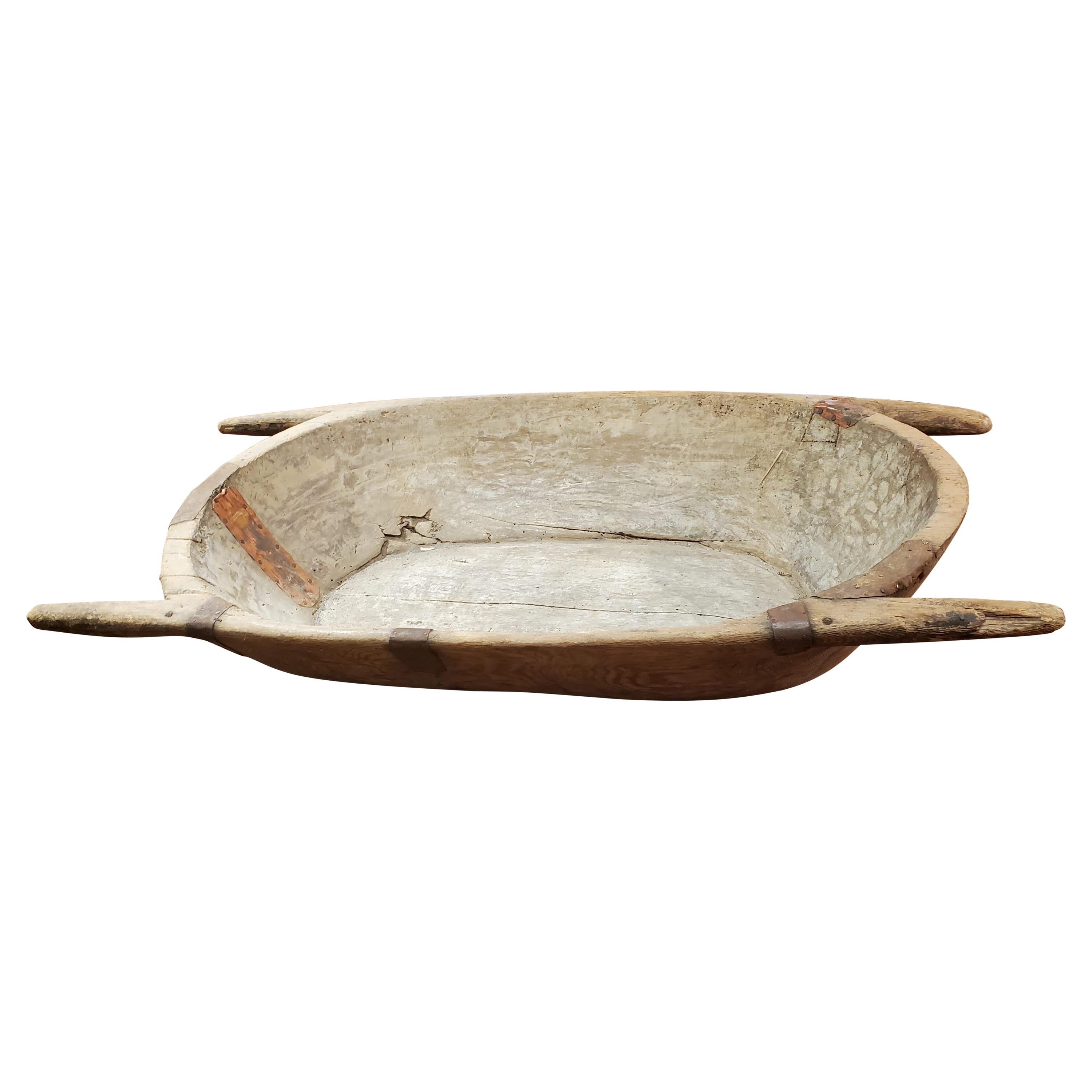 Large 19th Century Turkish Dough Bowl Carved from One Piece of Wood